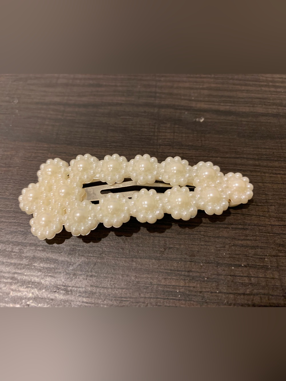 Pearl Flower Hair Clip - Ivory Beaded Barrette